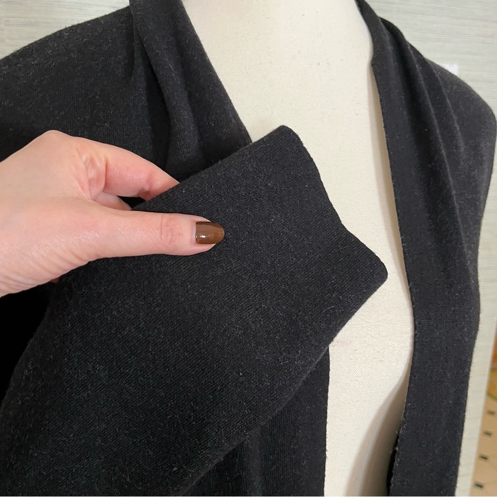 Aritzia Babaton Lance Open Front Cardigan Black Long Line Knit Size S Wool Linen - Picture 3 of 7